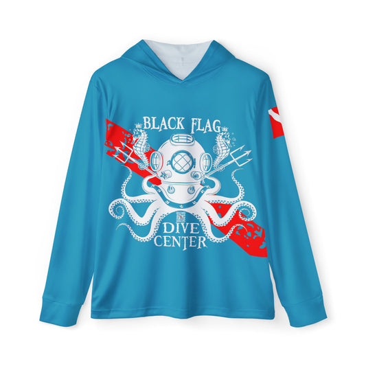 Dive Center Hoodie (Turquoise) - 'Black Flag' White Vintage Diving Octopus Graphic
