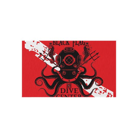 Dive Center Outdoor Rug (Red) — Black Flag Diver Nautical Patio Mat