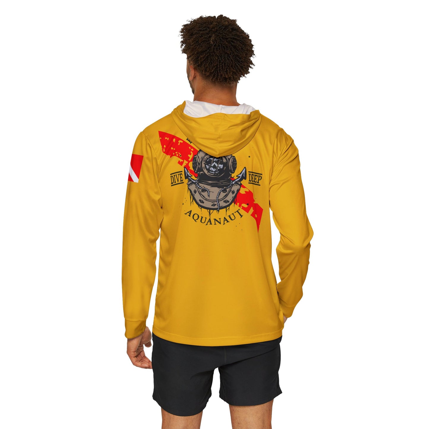 Dive Center Hoodie (Yellow) - 'Black Flag' Vintage Diving Octopus Graphic