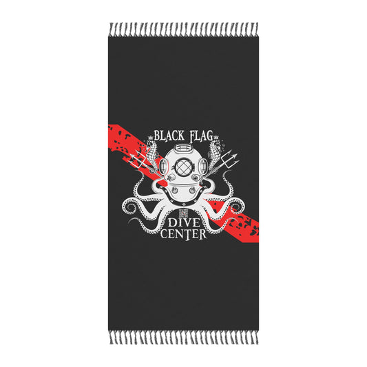 Dive Center Beach Towel – Vintage Deep Sea Octopus & Helmet Design (Black Flag)
