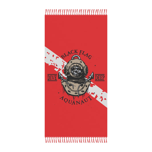 Dive Center Beach Towel — Black Flag Octopus Diver Design