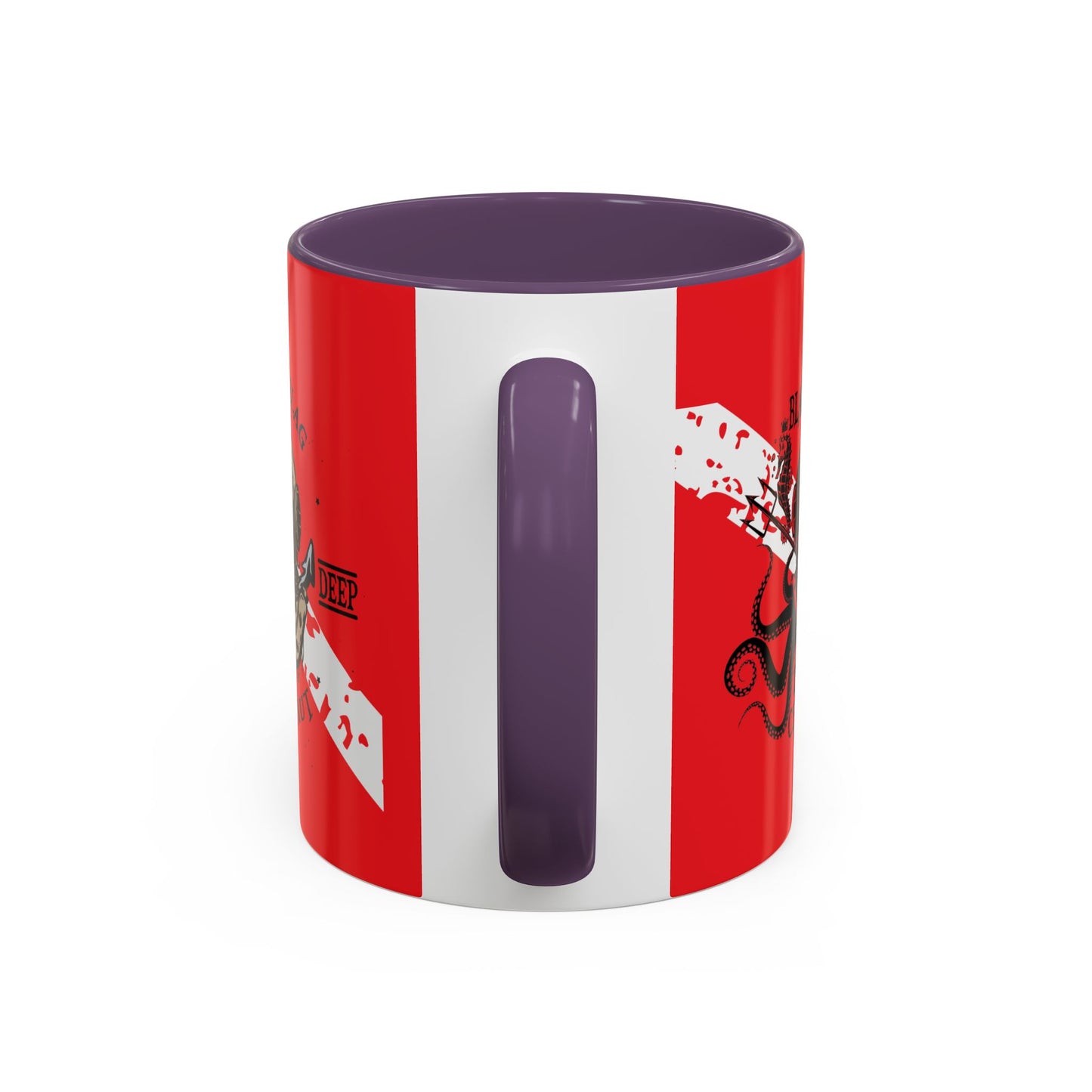 Diver Coffee Mug (Red) — 'Black Flag Aquanaut' Scuba Helmet Accent Mug (11/15oz)