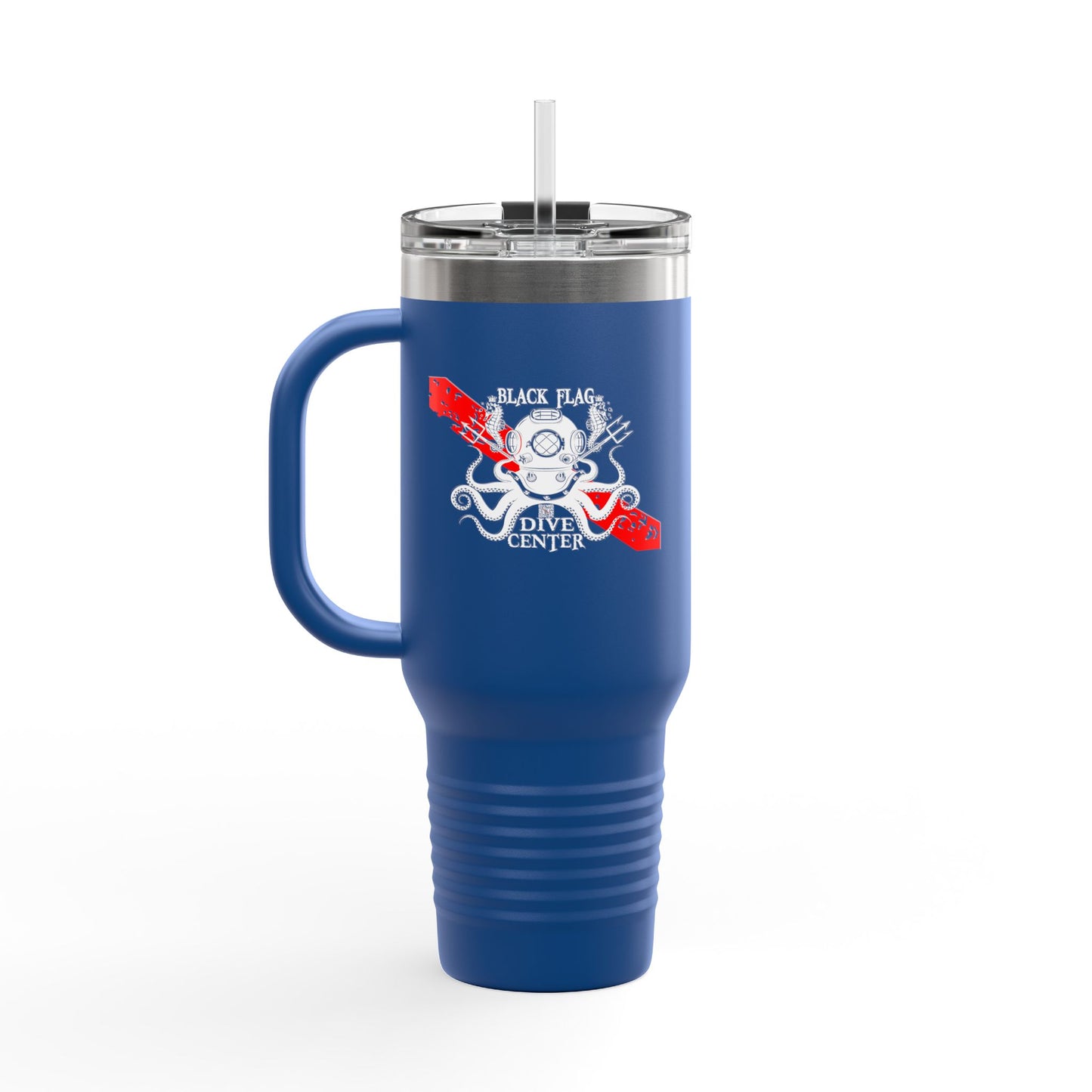 40oz Insulated Travel Mug (Octopus) — Customizable "Your Text" White Tumbler