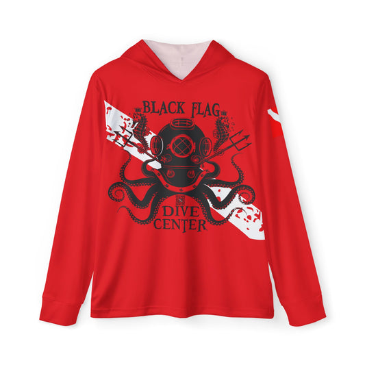 Dive Center Hoodie (Red) - 'Black Flag' Vintage Diving Octopus Graphic