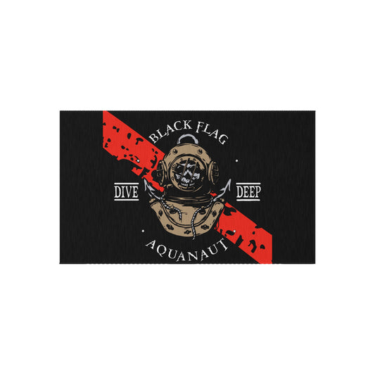 Dive Deep Aquanaut Outdoor Rug — Black Flag Scuba Diver Doormat