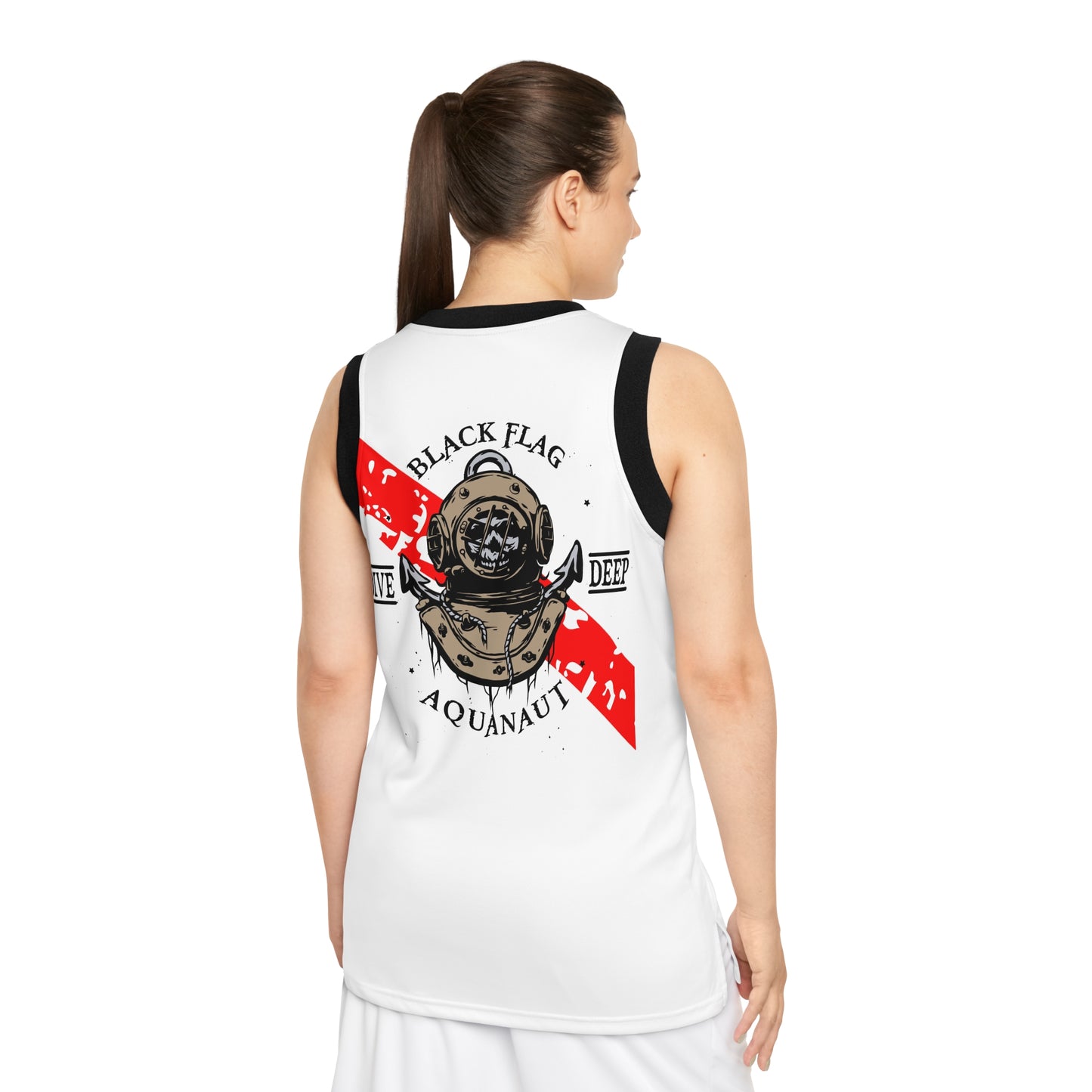 Dive Center Unisex Tank (White) – “Black Flag” Aquanaut Graphic