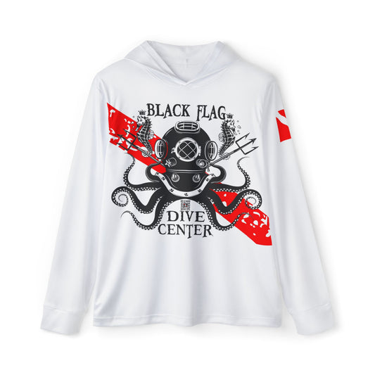 Dive Center Hoodie (White) - 'Black Flag' Vintage Diving Octopus Graphic