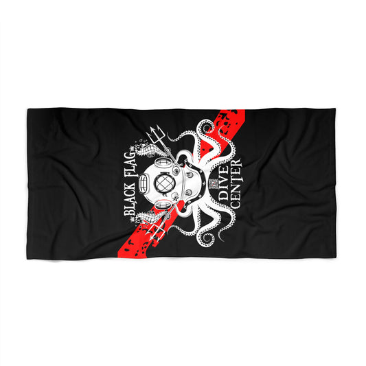 Dive Center Beach Towel — Black Flag Scuba Octopus Design