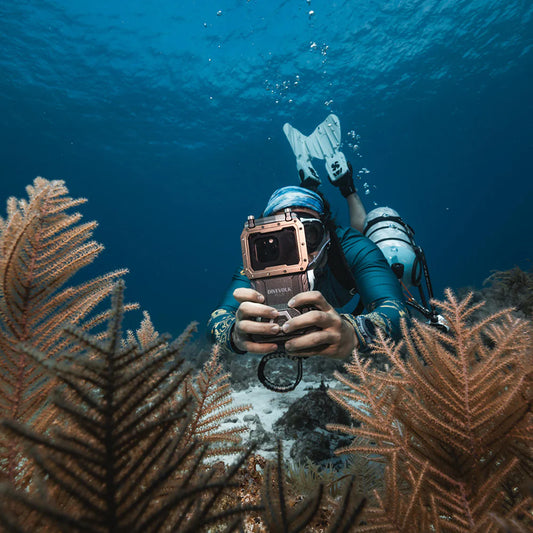 DIVEVOLK SeaTouch 4 MAX PLUS Underwater Housing Starlight Grey compatible to iPhone and Android, Dive Housing, Waterproof Phone Case