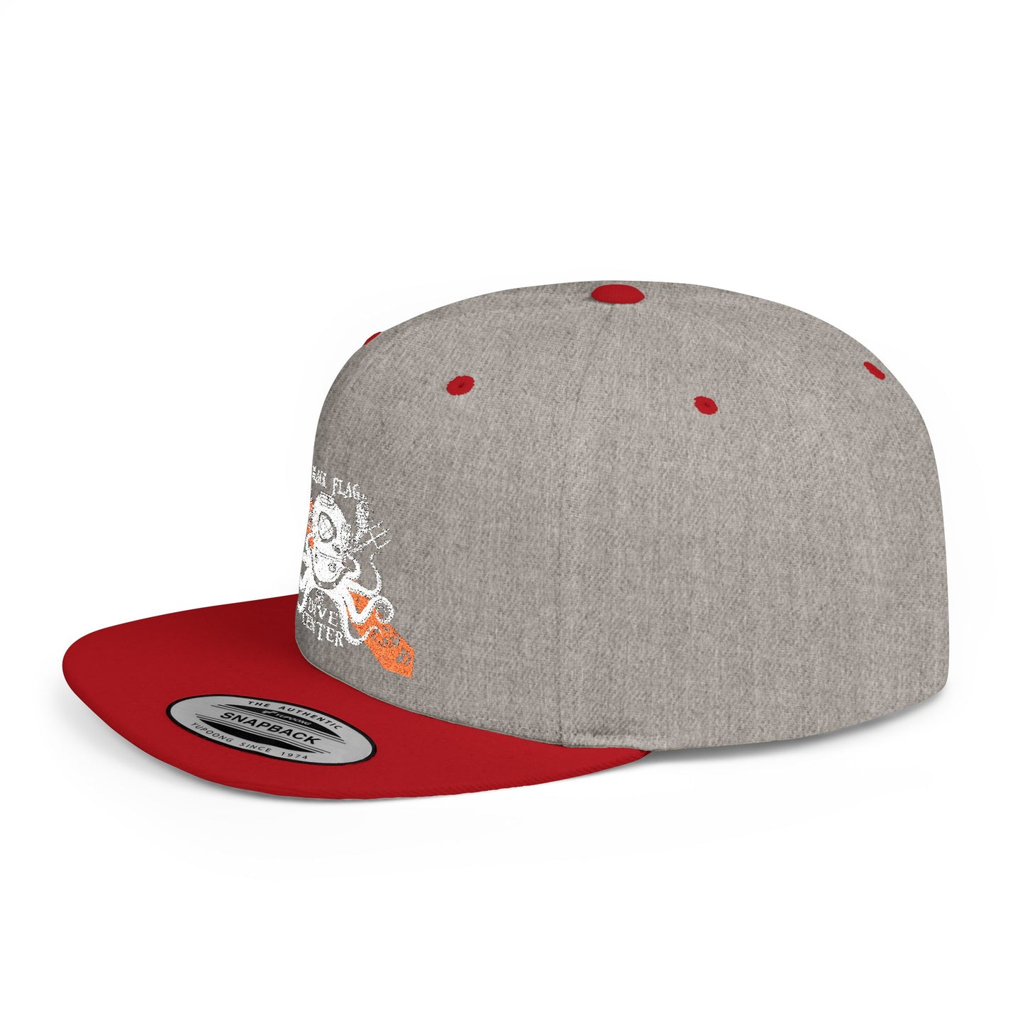 Octopus Kayak Snapback Hat — Distressed Paddle Graphic Flat-Bill Cap