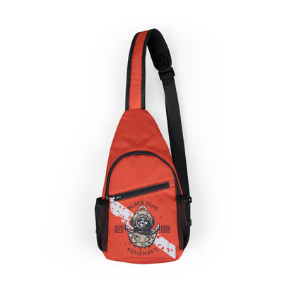 Diver Chest Bag (Red) — Compact Sling Backpack with Aquanaut Print