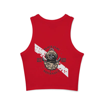 Dive Center Racer Tank Top (White) — Black Flag Scuba Helmet Graphic