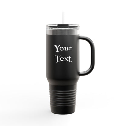 40oz Insulated Travel Mug (Octopus) — Customizable "Your Text" White Tumbler