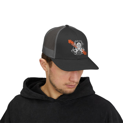 Trucker Cap - Skull & Crossed Oar Fishing Patch