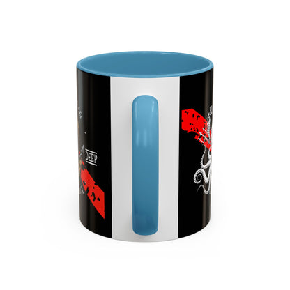 Diver Coffee Mug (Black) — 'Black Flag Aquanaut' Scuba Helmet Accent Mug (11/15oz)