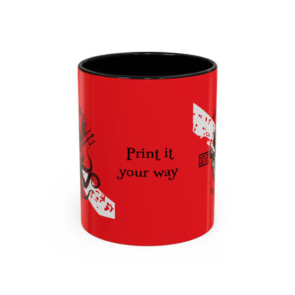 Diver Coffee Mug (Red)  — 'Black Flag Aquanaut' Scuba Helmet Accent Mug (11/15oz)