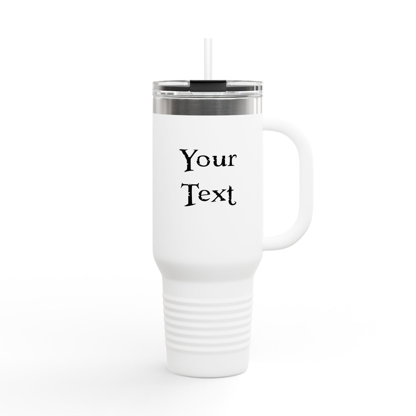 40oz Insulated Travel Mug (Octopus) — Customizable "Your Text" White Tumbler