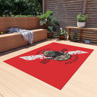 Dive Deep Aquanaut Outdoor Rug — Red Scuba Diver Flag Doormat