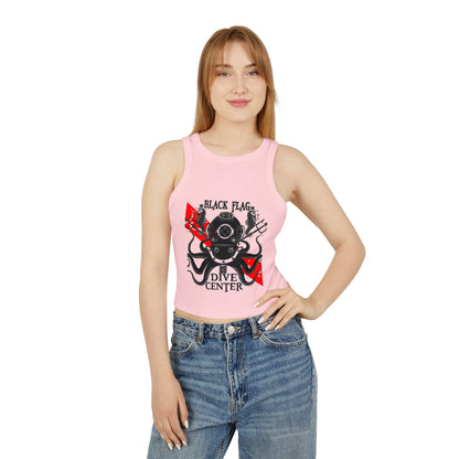 Dive Center Racer Tank Top (White) — Black Flag Scuba Helmet Graphic