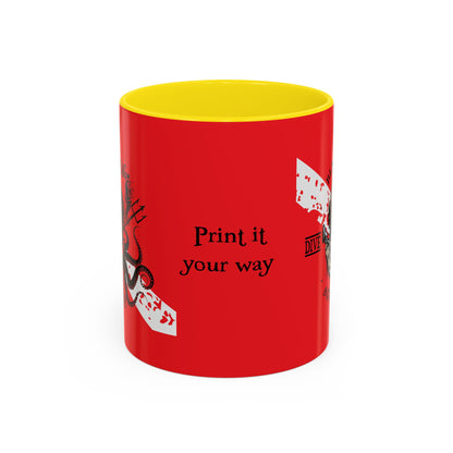 Diver Coffee Mug (Red)  — 'Black Flag Aquanaut' Scuba Helmet Accent Mug (11/15oz)