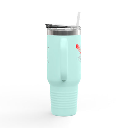 40oz Insulated Travel Mug (Octopus) — Customizable "Your Text" White Tumbler