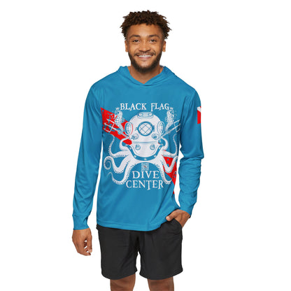 Dive Center Hoodie (Turquoise) - 'Black Flag' White Vintage Diving Octopus Graphic