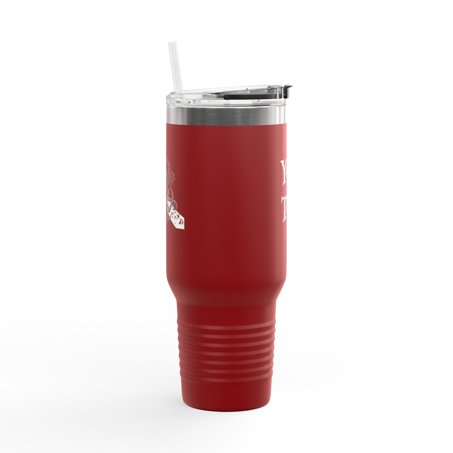 40oz Insulated Travel Mug (Octopus) — Customizable "Your Text" White Tumbler