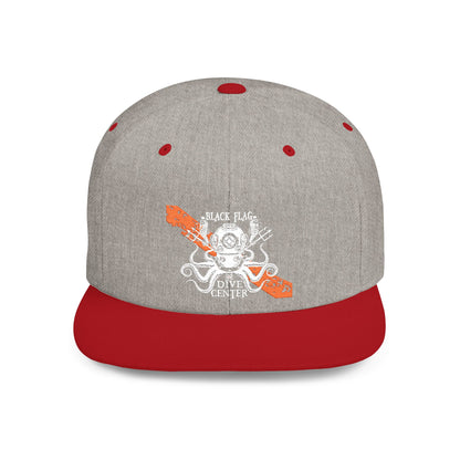 Octopus Kayak Snapback Hat — Distressed Paddle Graphic Flat-Bill Cap