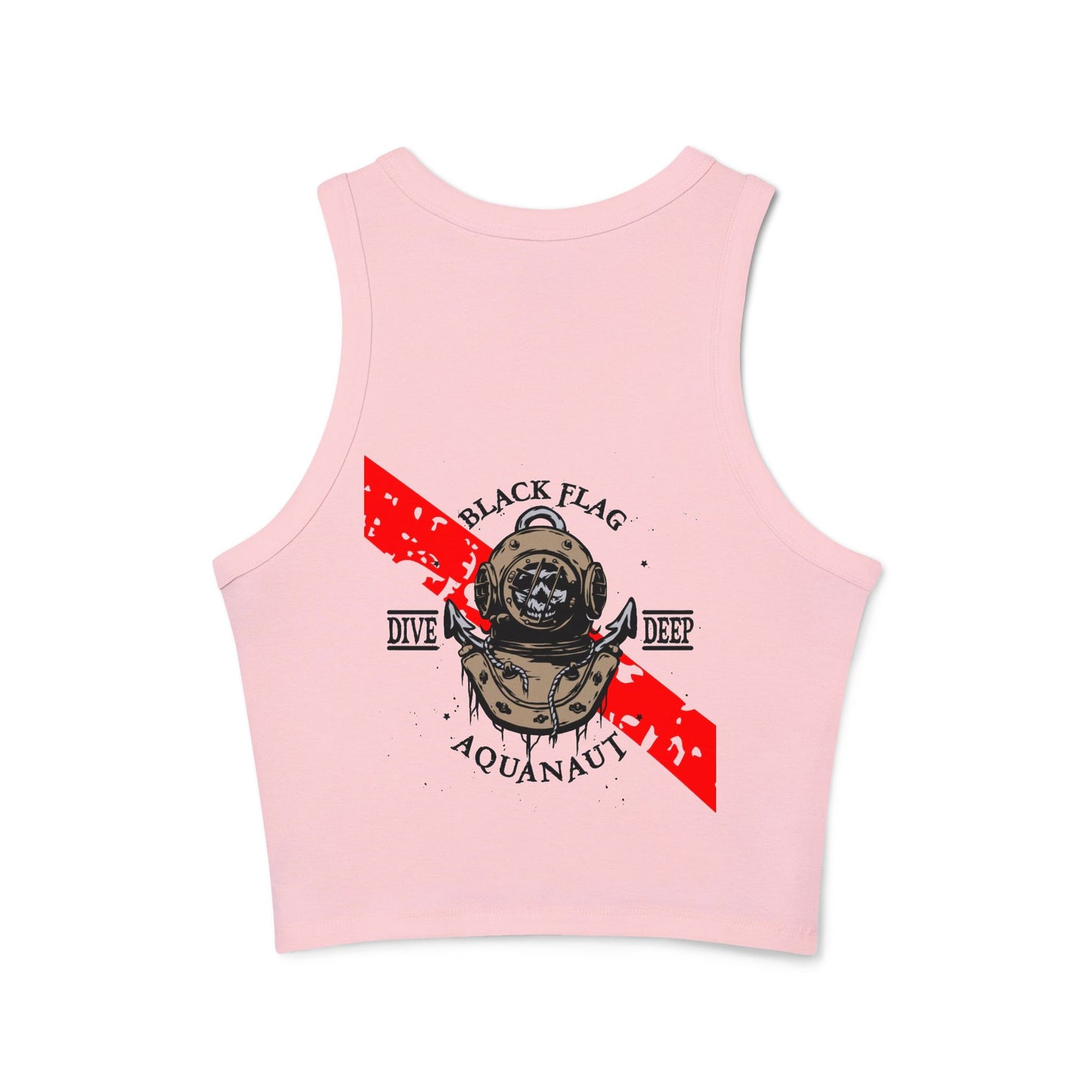 Dive Center Racer Tank Top (White) — Black Flag Scuba Helmet Graphic