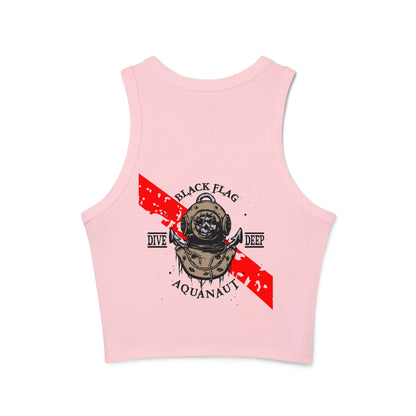 Dive Center Racer Tank Top (White) — Black Flag Scuba Helmet Graphic