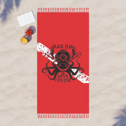 Dive Center Beach Towel — Black Flag Octopus Diver Design