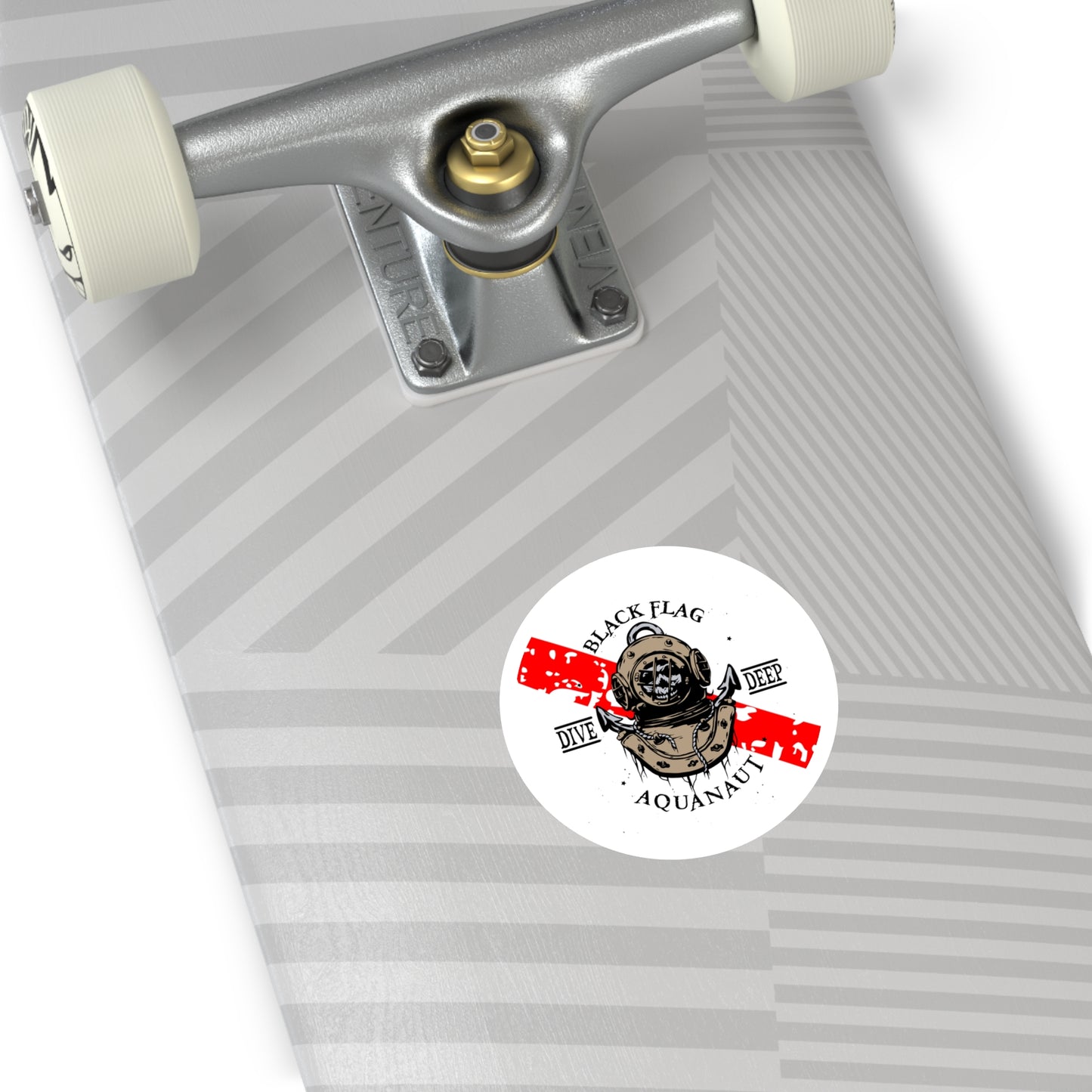 Black Flag Dive Center Round Sticker — Scuba Diver Helmet Octopus Design (Indoor/Outdoor)