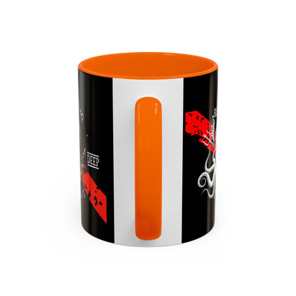 Diver Coffee Mug (Black) — 'Black Flag Aquanaut' Scuba Helmet Accent Mug (11/15oz)