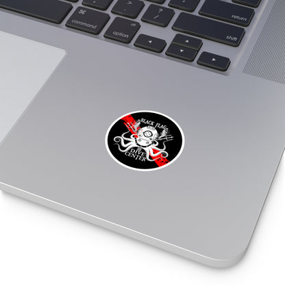 Round Dive Center Sticker — Black Flag Octopus & Vintage Helmet Logo (Indoor/Outdoor)