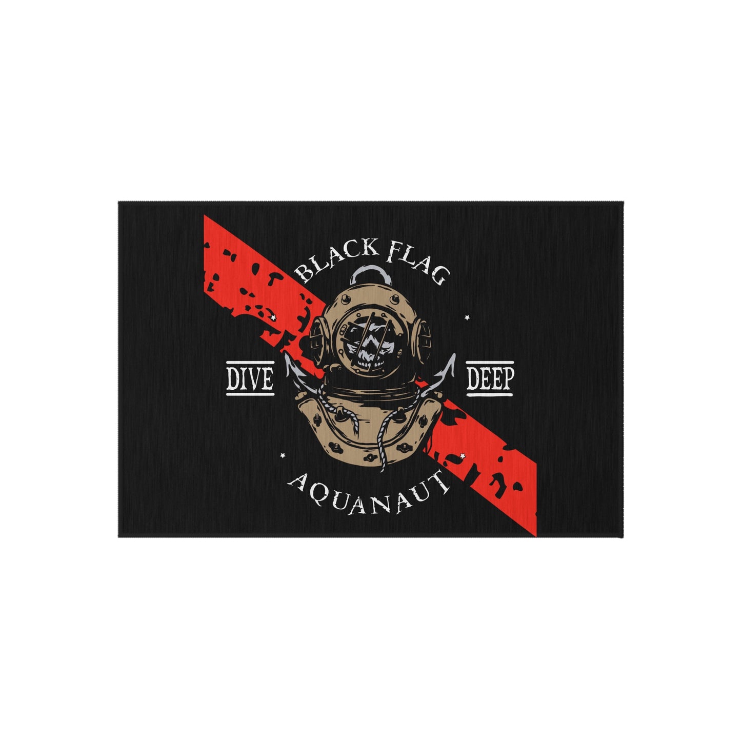 Dive Deep Aquanaut Outdoor Rug — Black Flag Scuba Diver Doormat