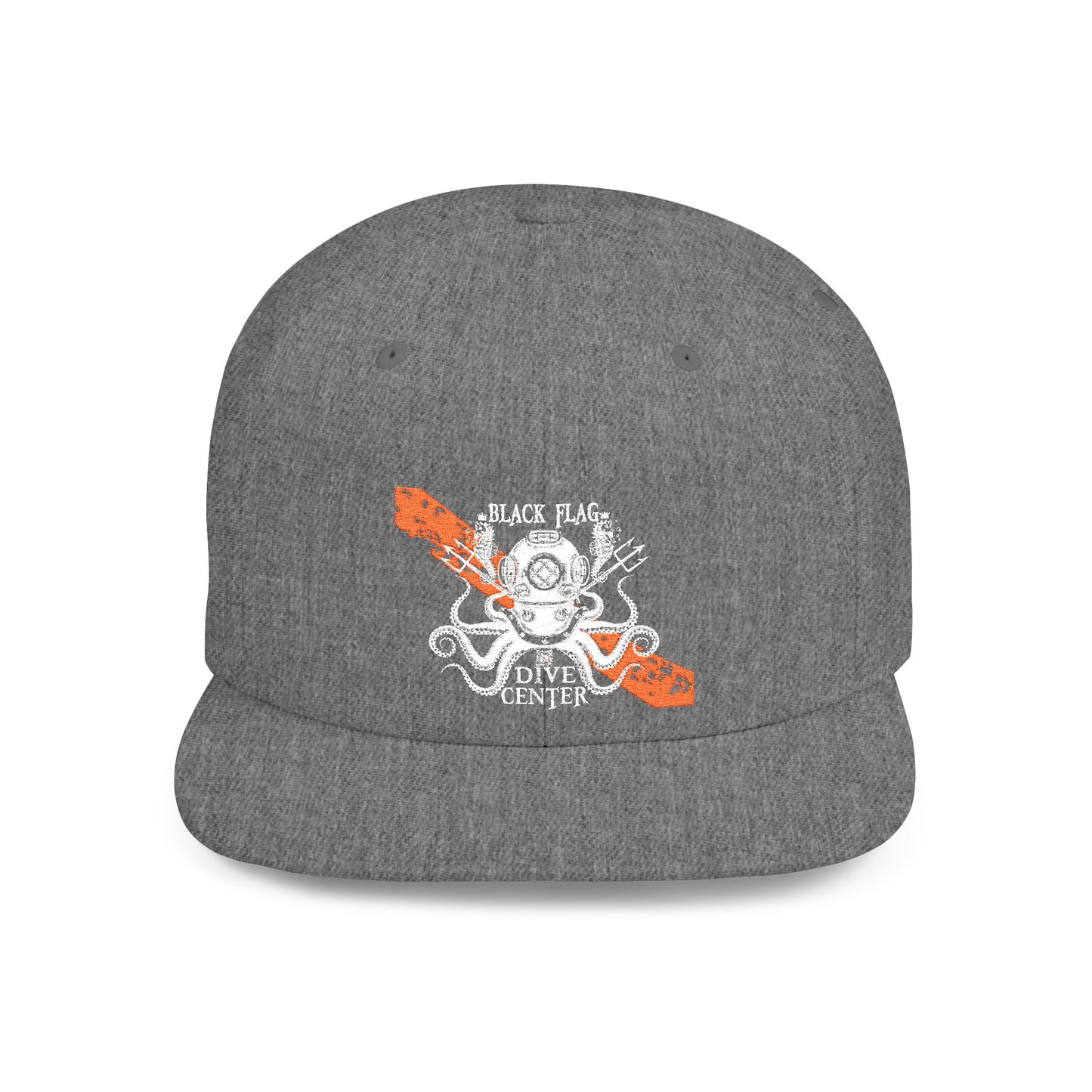 Octopus Kayak Snapback Hat — Distressed Paddle Graphic Flat-Bill Cap