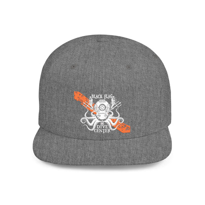Octopus Kayak Snapback Hat — Distressed Paddle Graphic Flat-Bill Cap