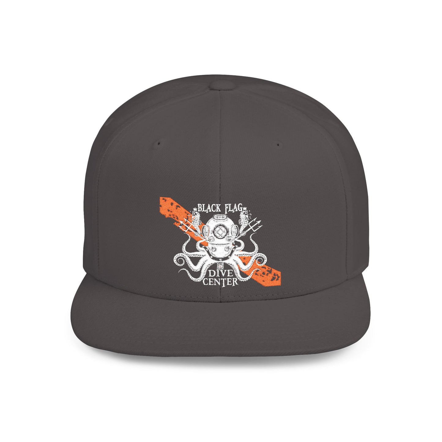 Octopus Kayak Snapback Hat — Distressed Paddle Graphic Flat-Bill Cap