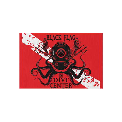 Dive Center Outdoor Rug (Red) — Black Flag Diver Nautical Patio Mat