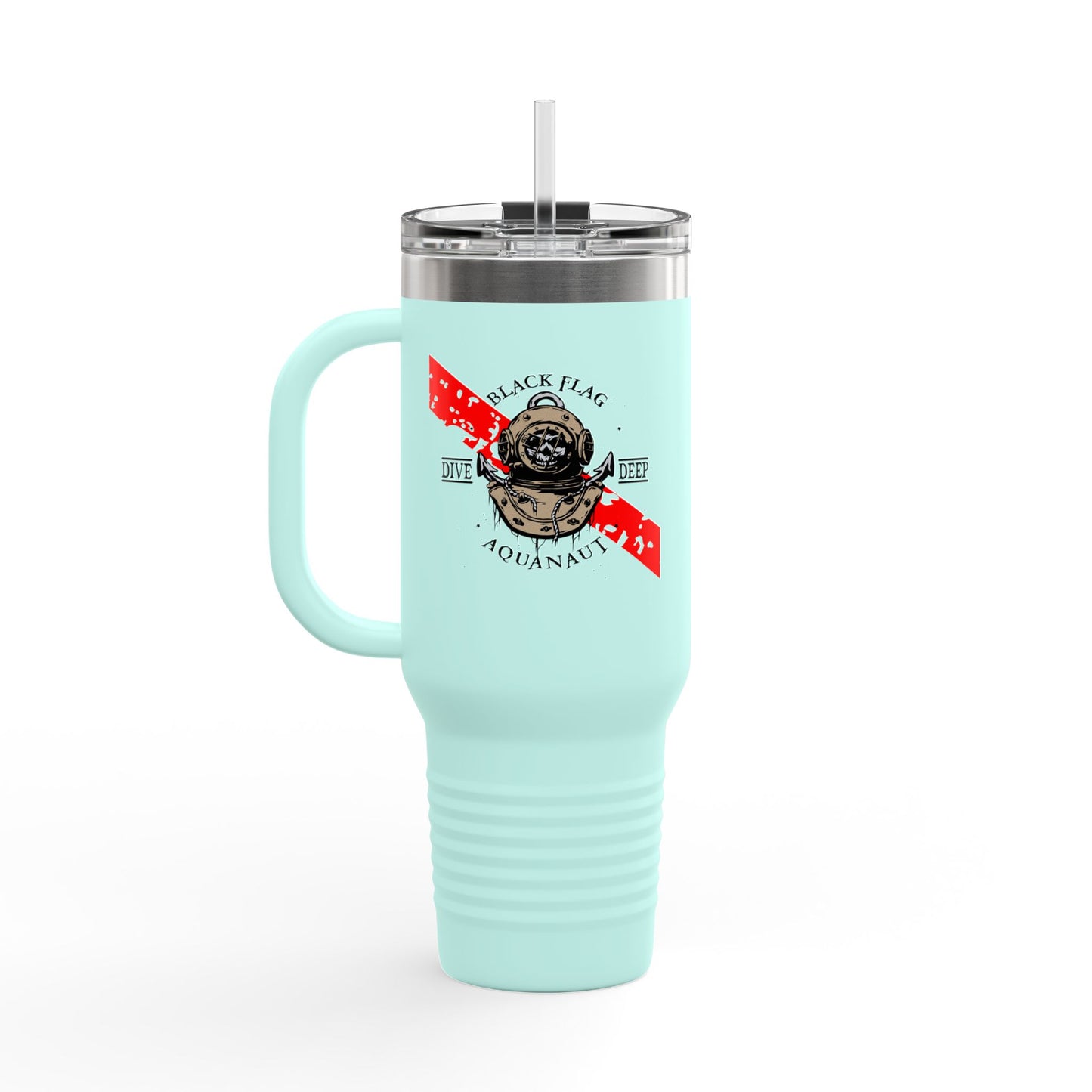 40oz Insulated Travel Mug (Aquanaut) — Customizable "Your Text" White Tumbler
