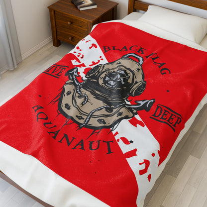 Diver Helmet Velveteen Plush Blanket — "Black Flag Aquanaut" Dive Deep Throw