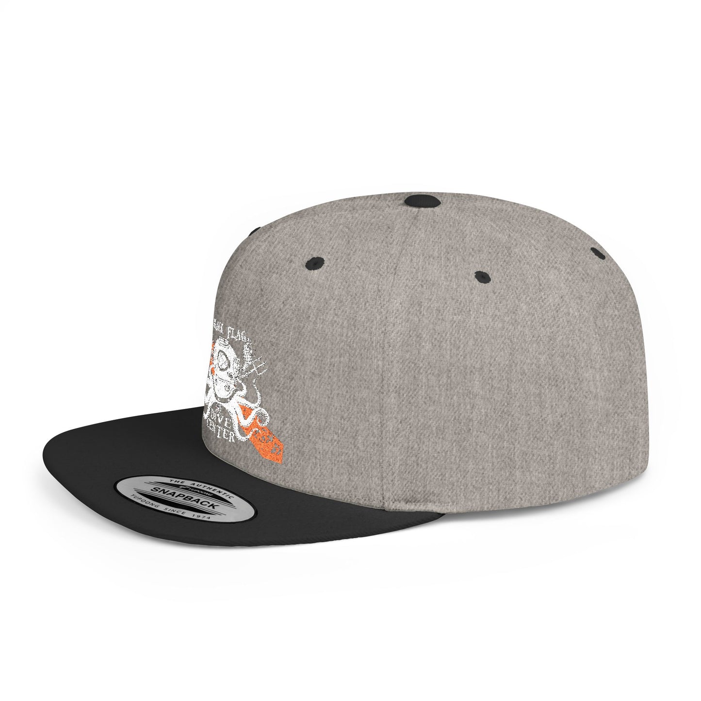 Octopus Kayak Snapback Hat — Distressed Paddle Graphic Flat-Bill Cap