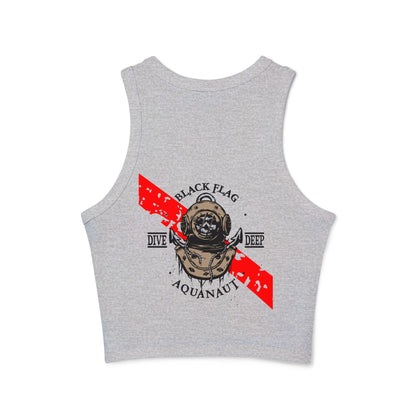 Dive Center Racer Tank Top (White) — Black Flag Scuba Helmet Graphic