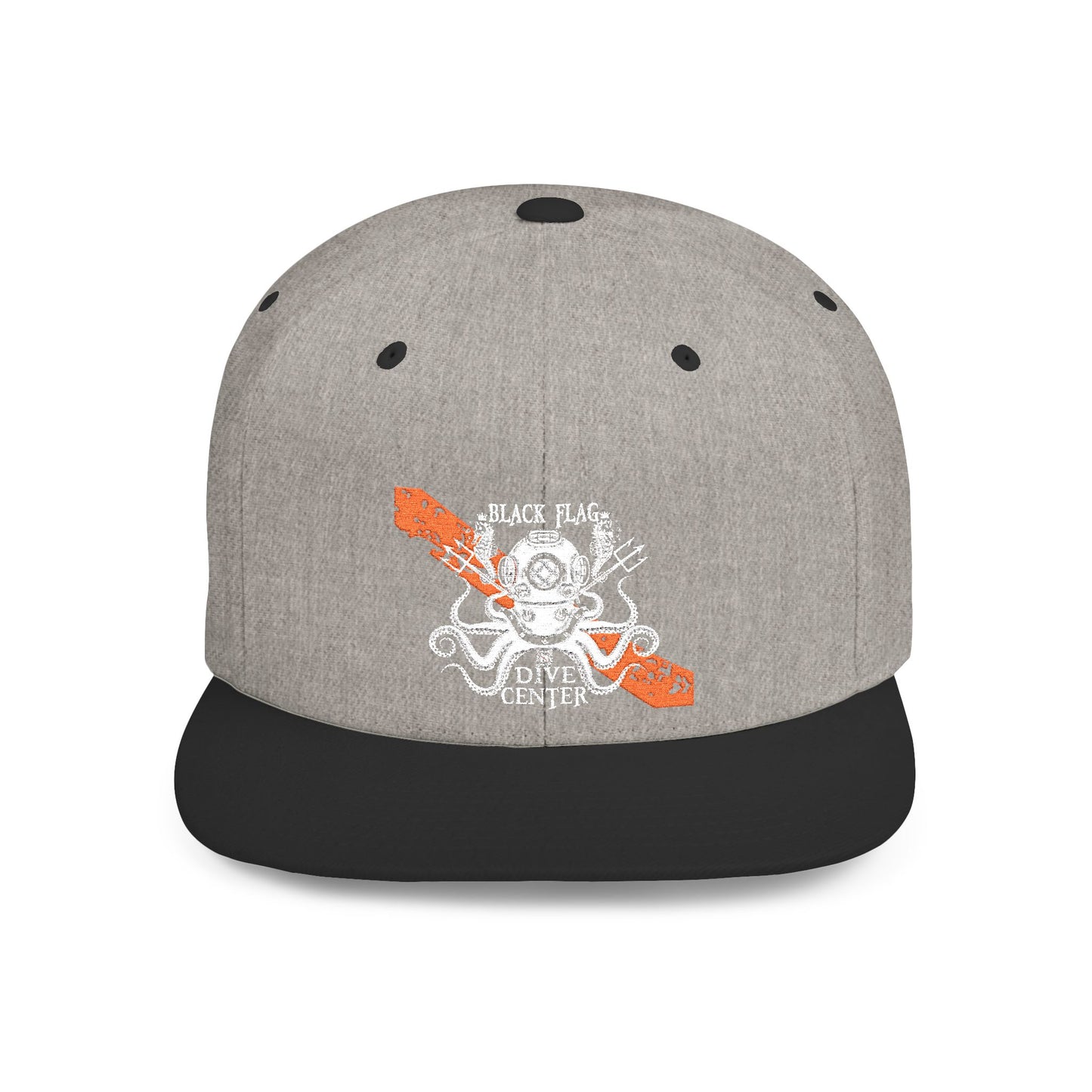 Octopus Kayak Snapback Hat — Distressed Paddle Graphic Flat-Bill Cap