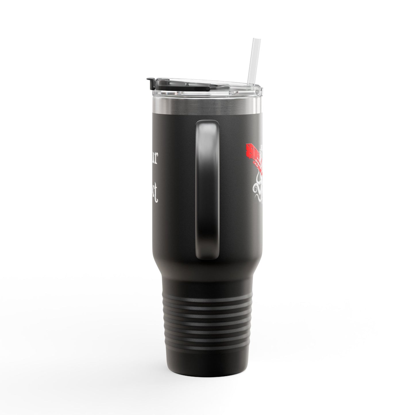40oz Insulated Travel Mug (Octopus) — Customizable "Your Text" White Tumbler
