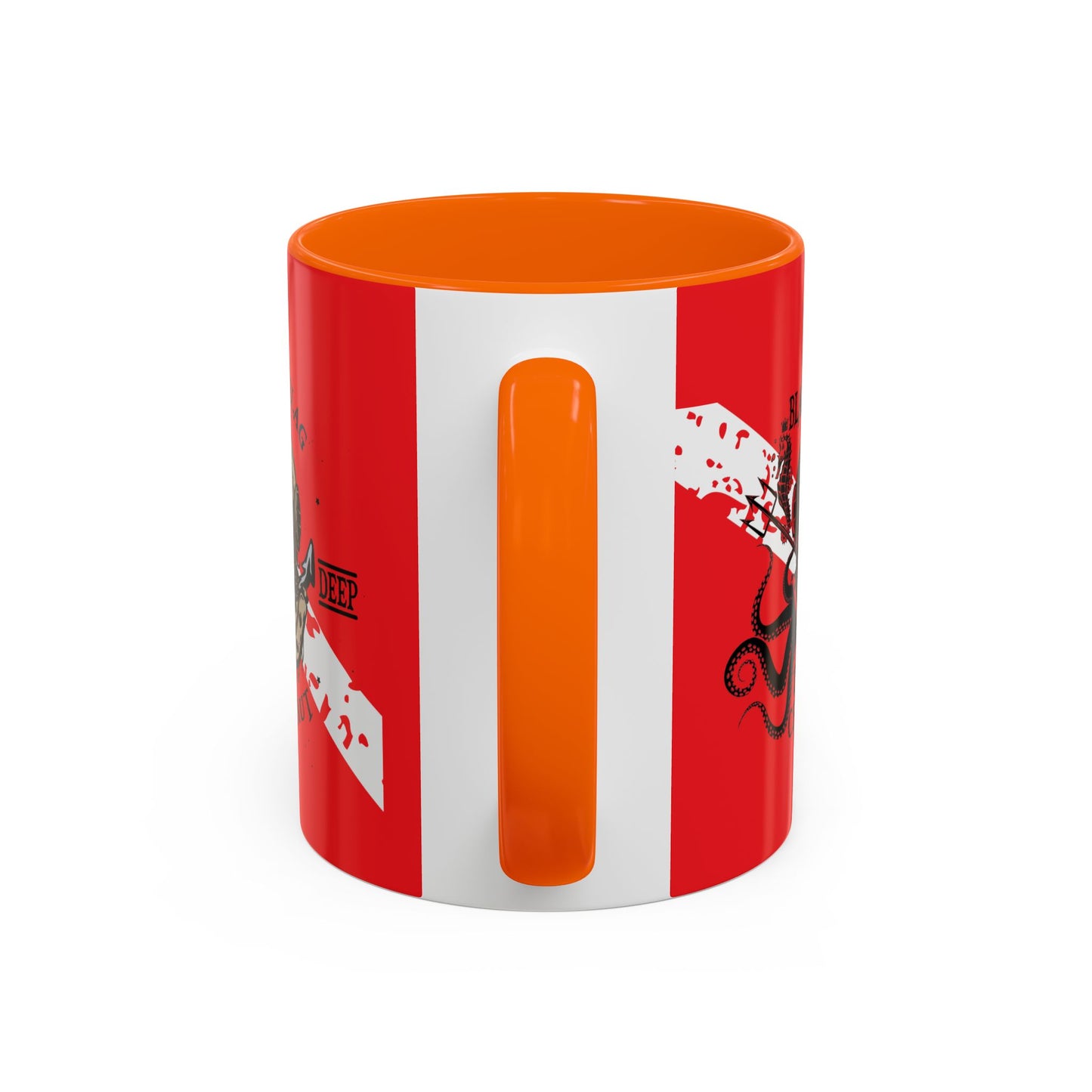 Diver Coffee Mug (Red)  — 'Black Flag Aquanaut' Scuba Helmet Accent Mug (11/15oz)