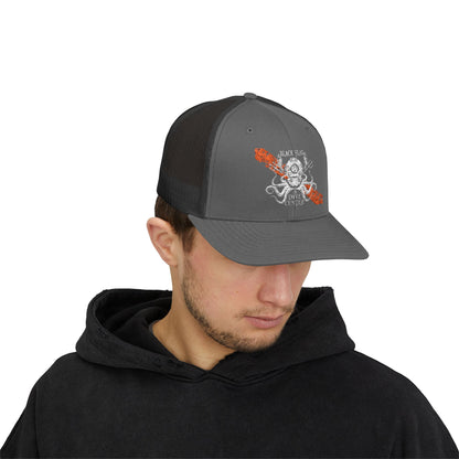 Trucker Cap - Skull & Crossed Oar Fishing Patch