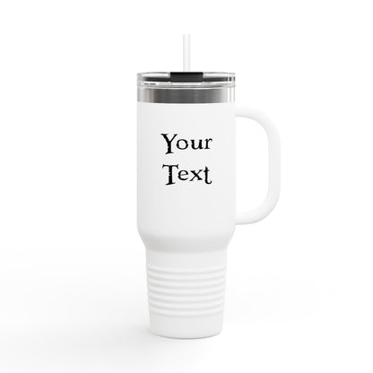 40oz Insulated Travel Mug (Aquanaut) — Customizable "Your Text" White Tumbler