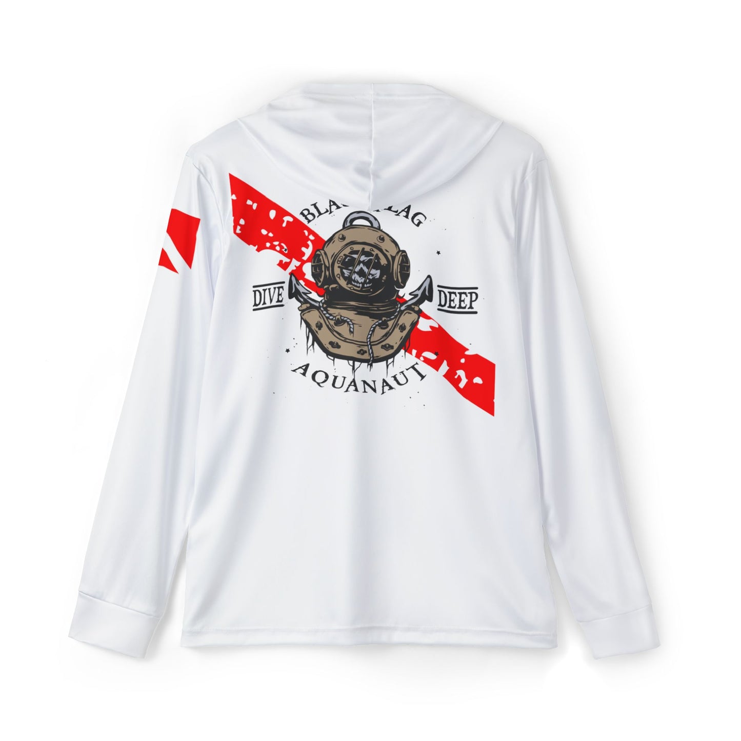 Dive Center Hoodie (White) - 'Black Flag' Vintage Diving Octopus Graphic