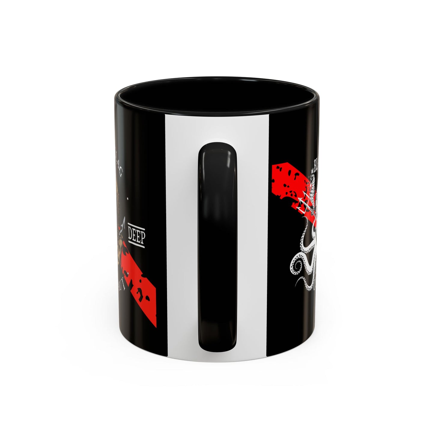Diver Coffee Mug (Black) — 'Black Flag Aquanaut' Scuba Helmet Accent Mug (11/15oz)